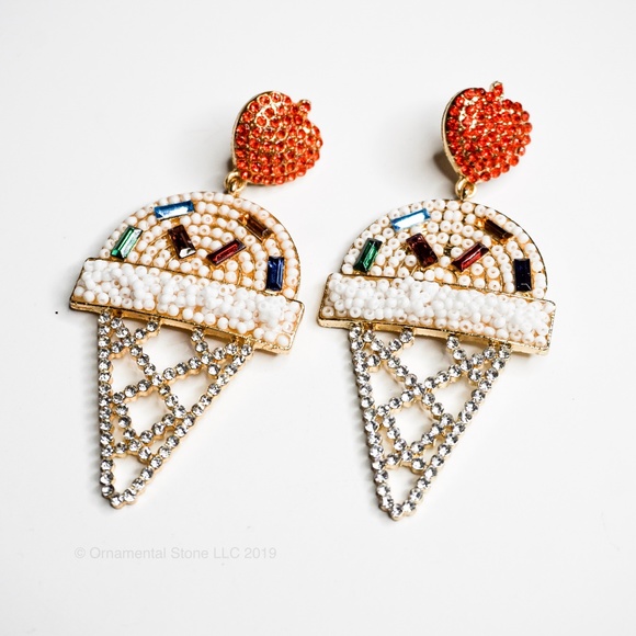 Vanilla Sprinkles Ice Cream Cone Earrings Bead 011 - Picture 4 of 8